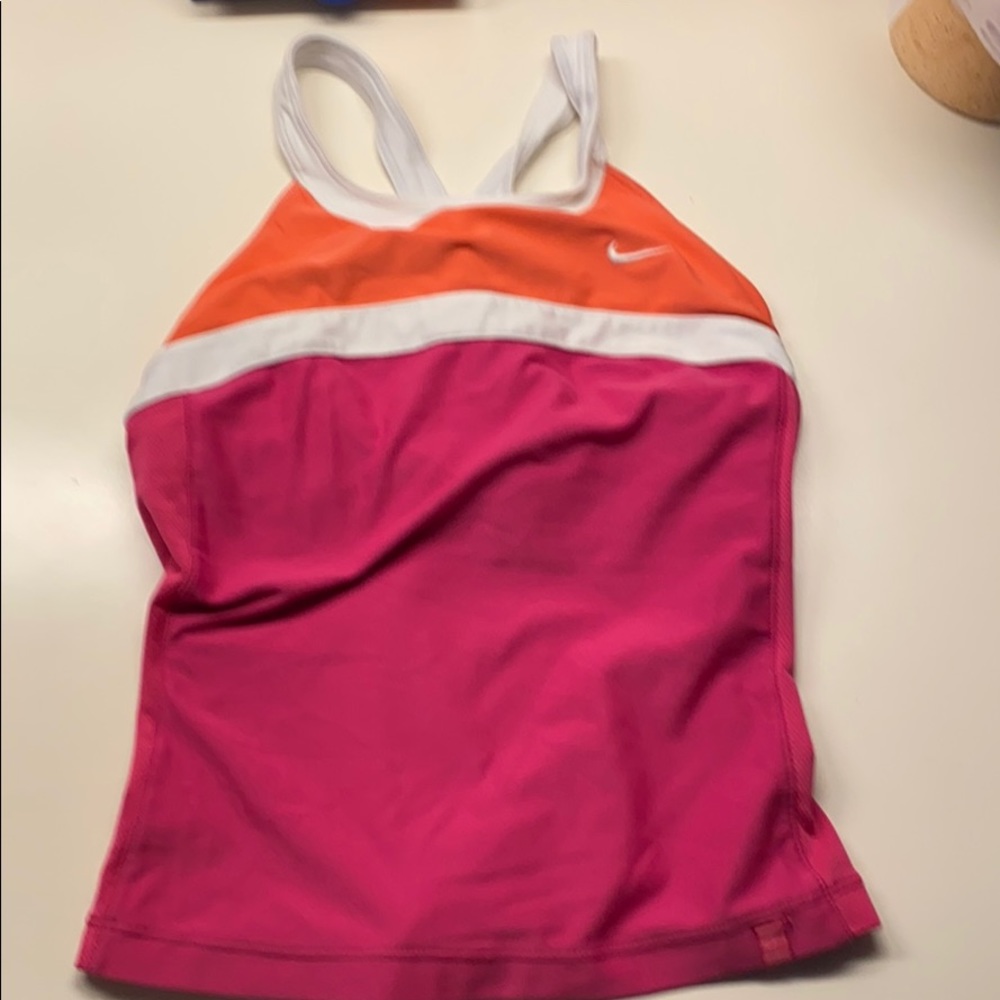 Pink and orange athletic top